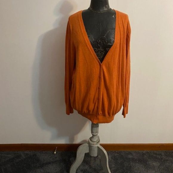 Lane Bryant Sweaters - Lane Bryant Burnt Orange button down v-neck cardigan, size 22/24